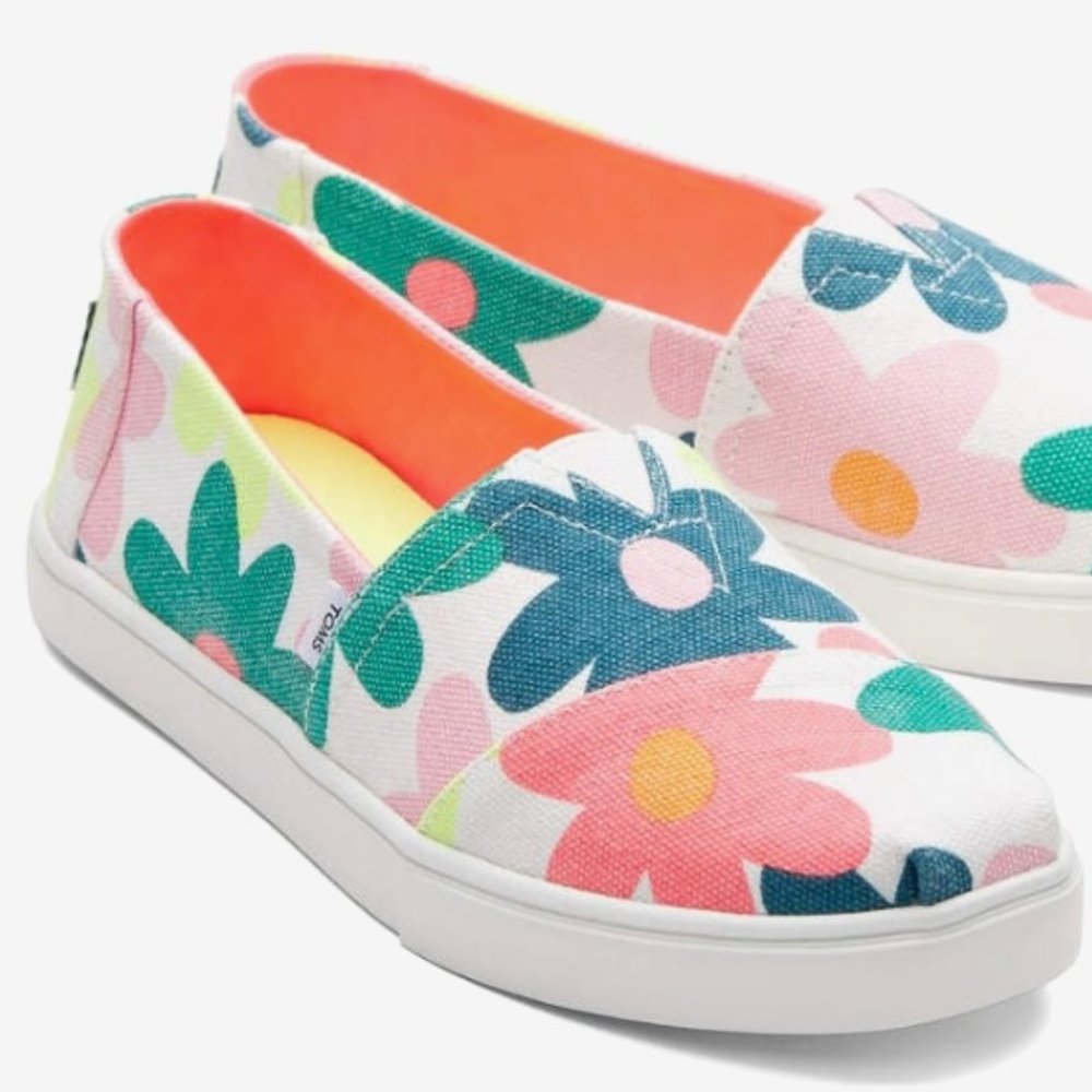 Toms Cupsole Slip On in Egret Retro Floral Print - 7.5